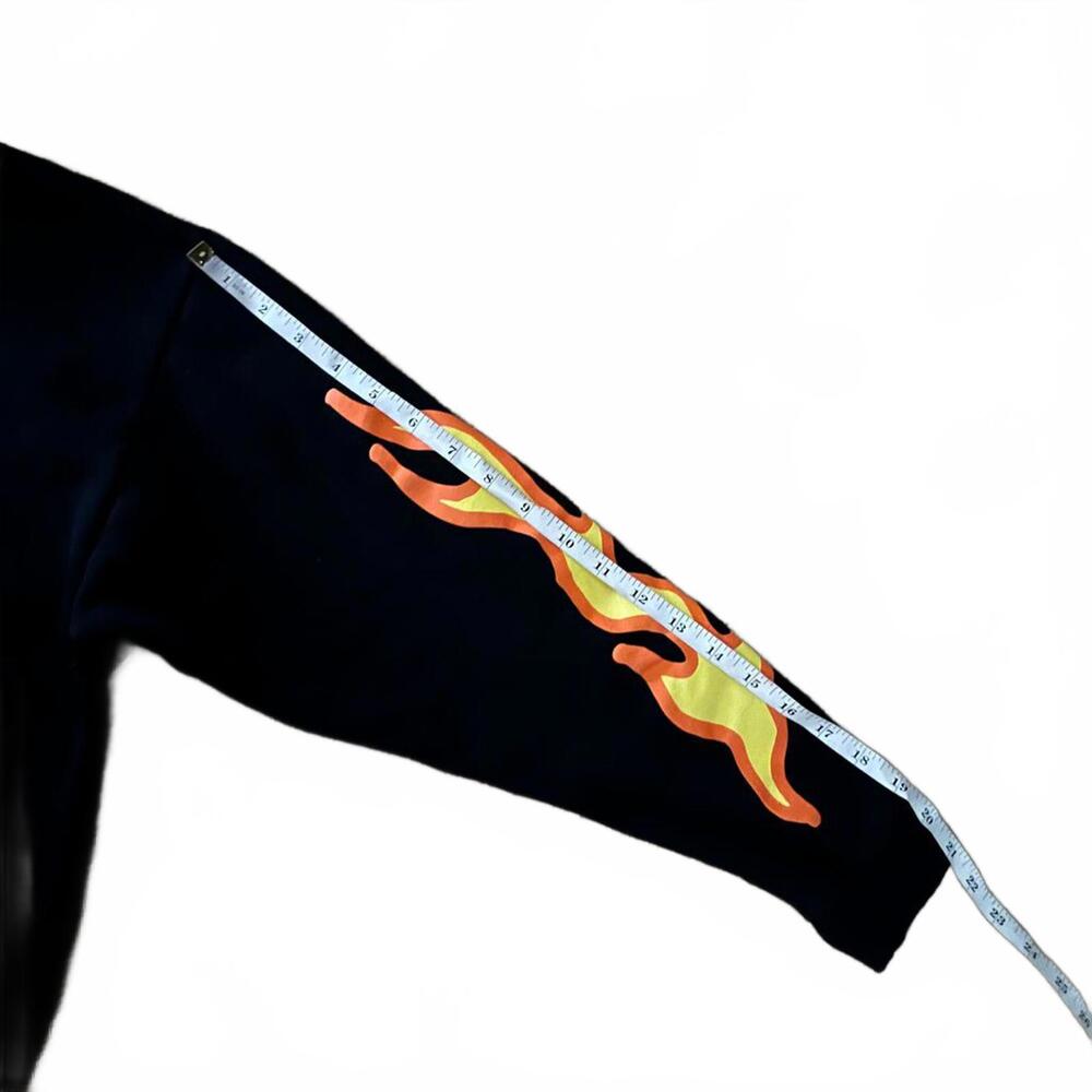 PacSun, L, Black, Earth Graphic Hoodie with Flame Sleeves - Picture 6 of 8